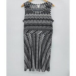 Christopher & Banks Womens Medium Sleeveless Printed A Line Dress Black White